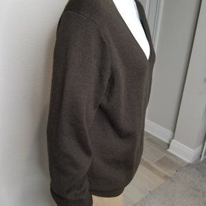 Women brown merino wool cashmere pullover sweater size L